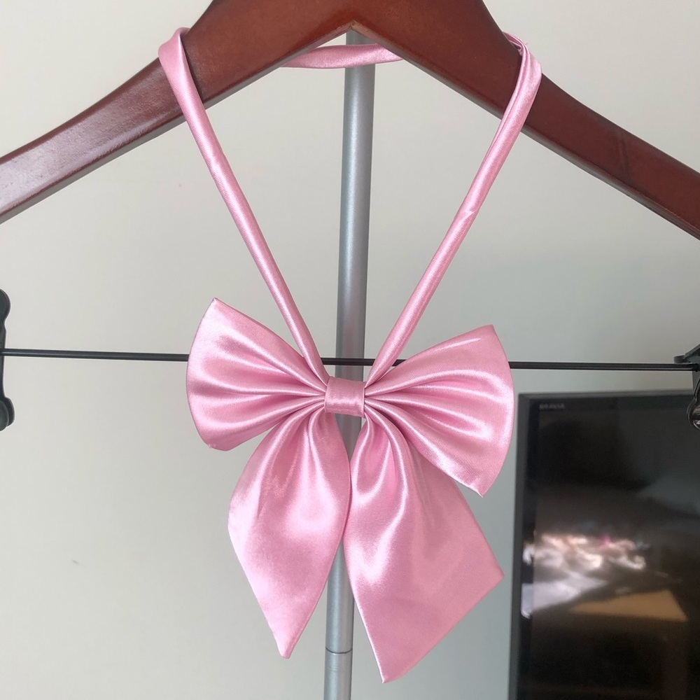 Pink Japanese Anime School Girl Uniform Bow Tie Ribbon